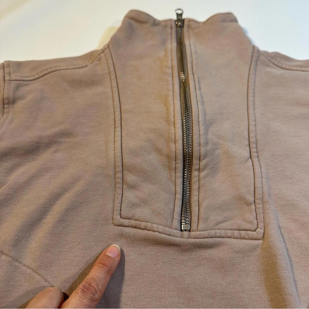 Everlane Size S The Track 100% Organic Cotton Half Zip Champagne Sweatshirt - Picture 10 of 10